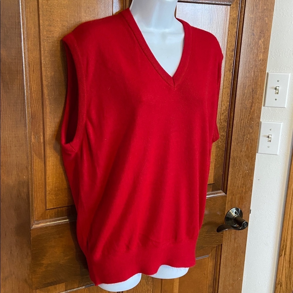 Vintage Par Four Sportswear Sweater Vest Mens X Red V-Neck Acrylic Golf Sz XL